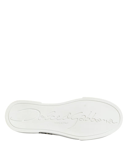 Dolce & Gabbana Black White Leather Low Top Sneakers Shoes by Dolce & Gabbana