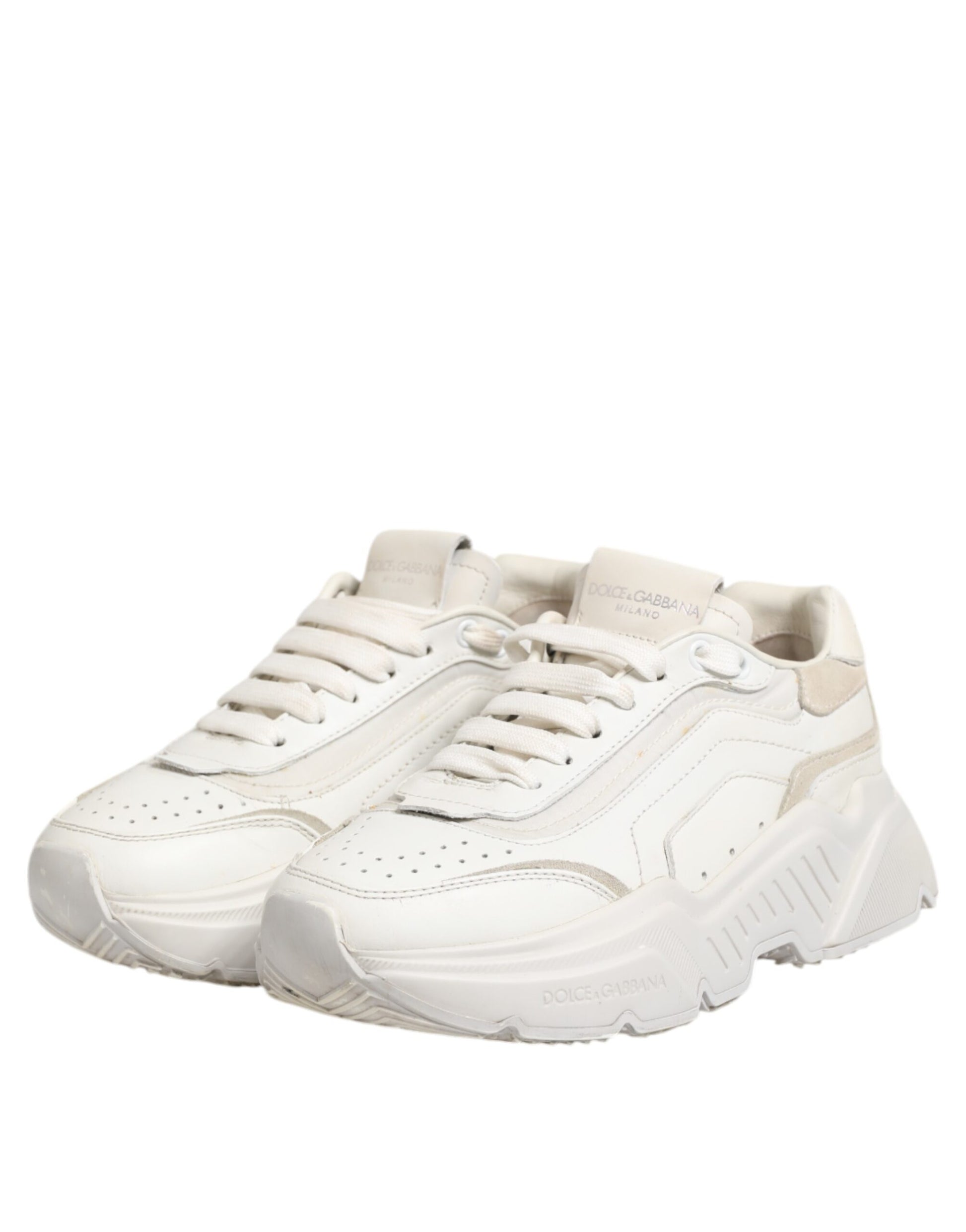 Dolce & Gabbana White DAYMASTER Calf Leather Sneakers Shoes by Dolce & Gabbana