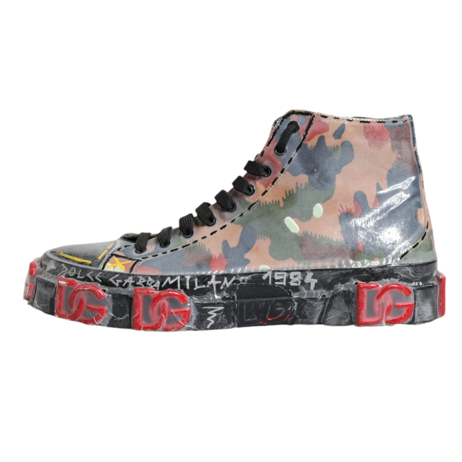 Dolce & Gabbana Multicolor Camouflage High Top Sneakers Shoes by Dolce & Gabbana