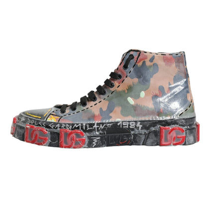 Dolce & Gabbana Multicolor Camouflage High Top Sneakers Shoes by Dolce & Gabbana