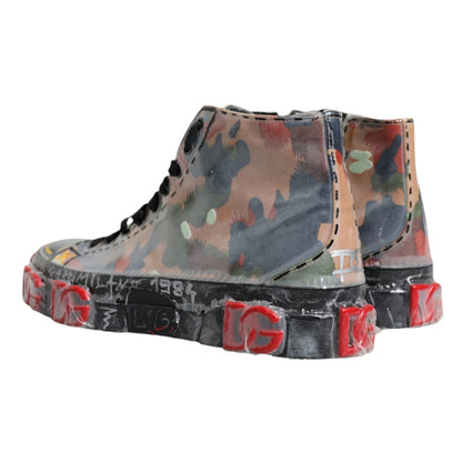 Dolce & Gabbana Multicolor Camouflage High Top Sneakers Shoes by Dolce & Gabbana