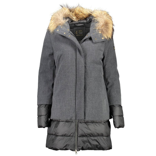 Yes Zee Gray Polyester Jackets &amp; Coat