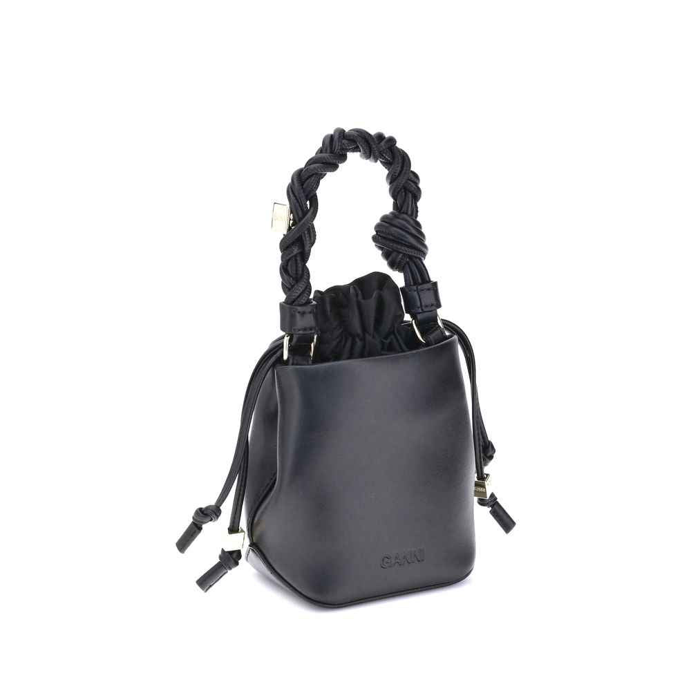 Bou Mini Bucket Bag Ganni Braided Handle – Gold Logo Dice