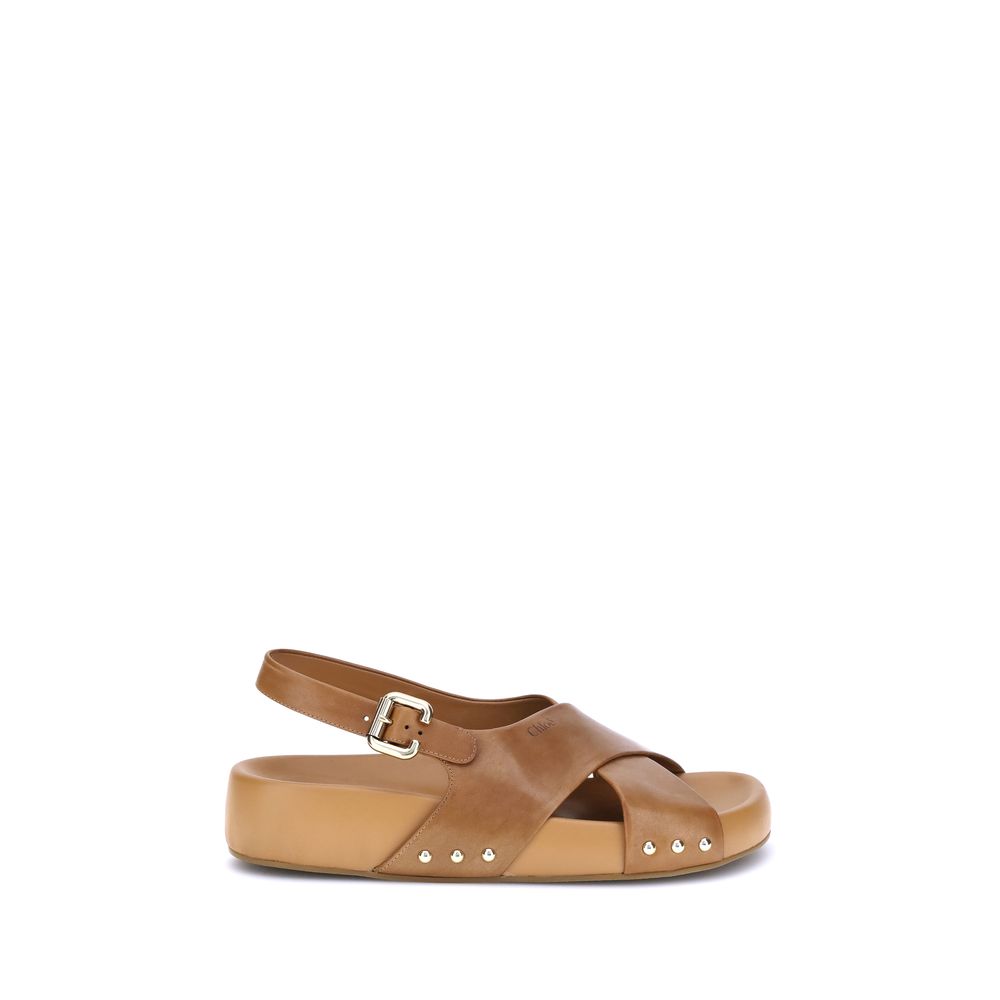 Chloé Mae Sandals Calfskin Leather Couture - Beige/36