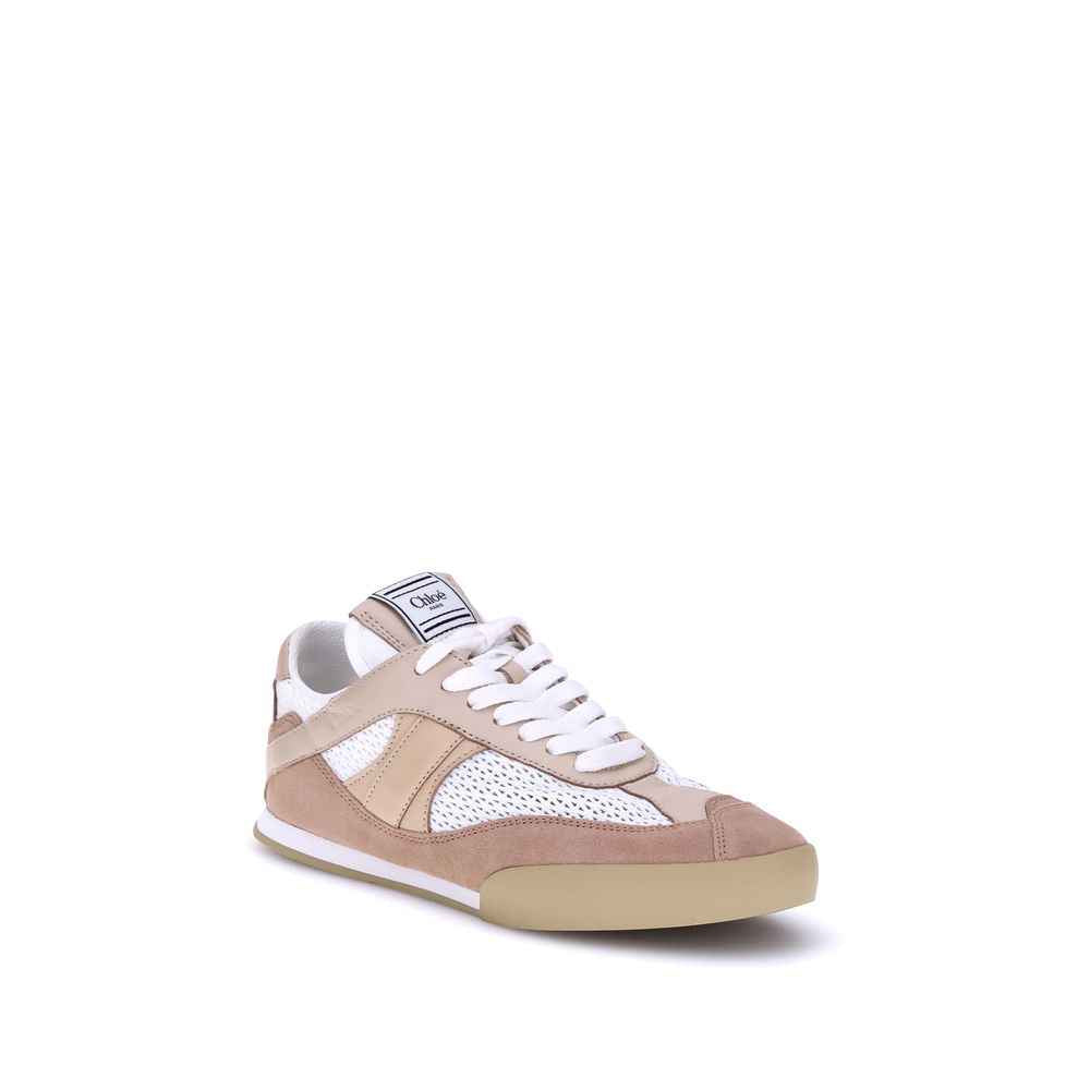 Chloé Kick Sneakers Mesh Leather Suede White Size 9