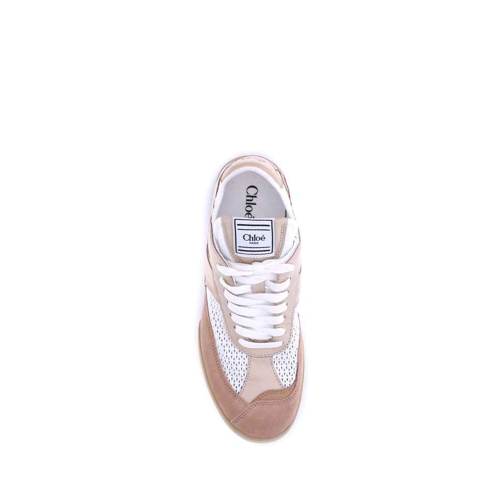 Chloé Kick Sneakers Mesh Leather Suede White Size 9