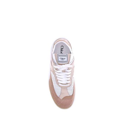 Chloé Kick Sneakers Mesh Leather Suede White Size 9