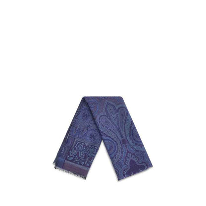 Etro Jacquard Wool And Silk Scarf Pegasus Logo Motif
