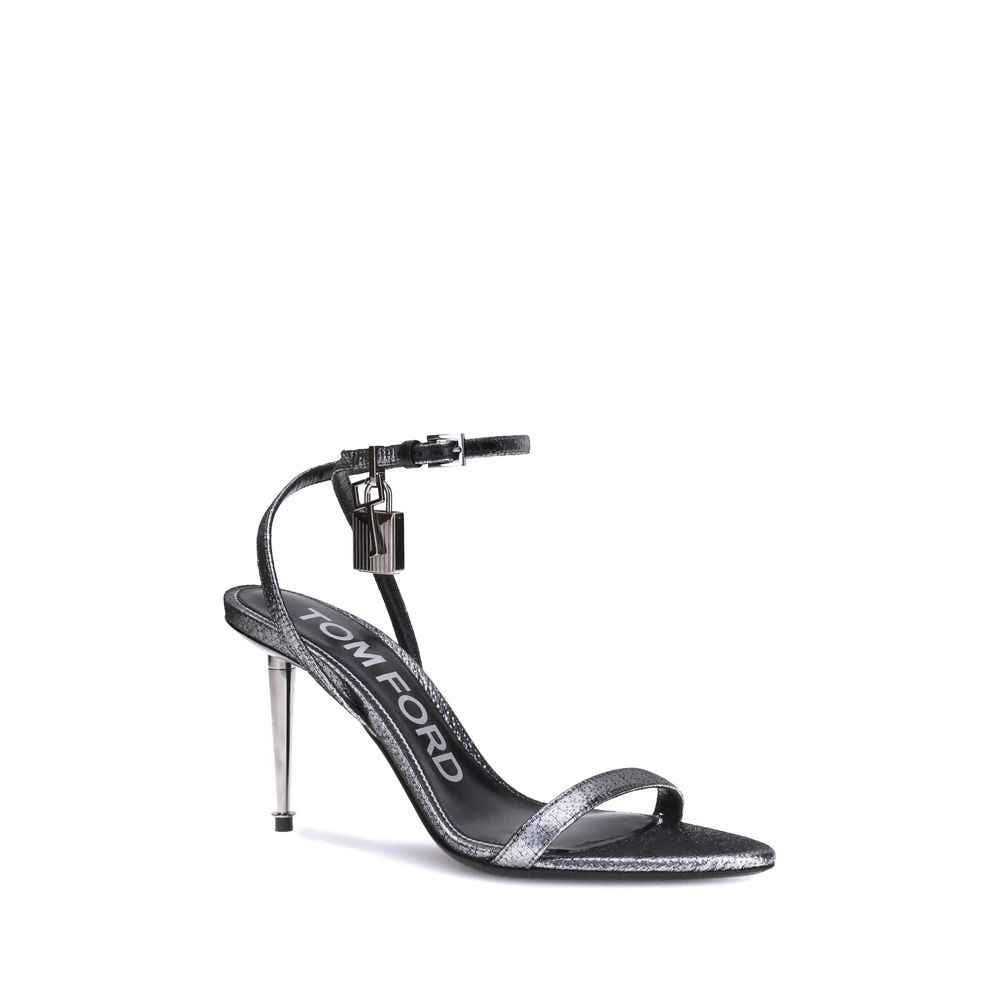 Tom Ford Padlock Leather Sandals Signature Padlock Heel