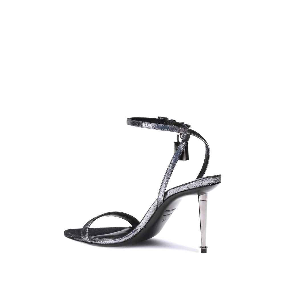 Tom Ford Padlock Leather Sandals Signature Padlock Heel