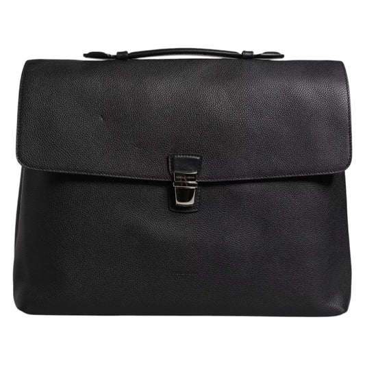 Sac porte-documents à poignée supérieure en cuir noir Dolce &amp; Gabbana