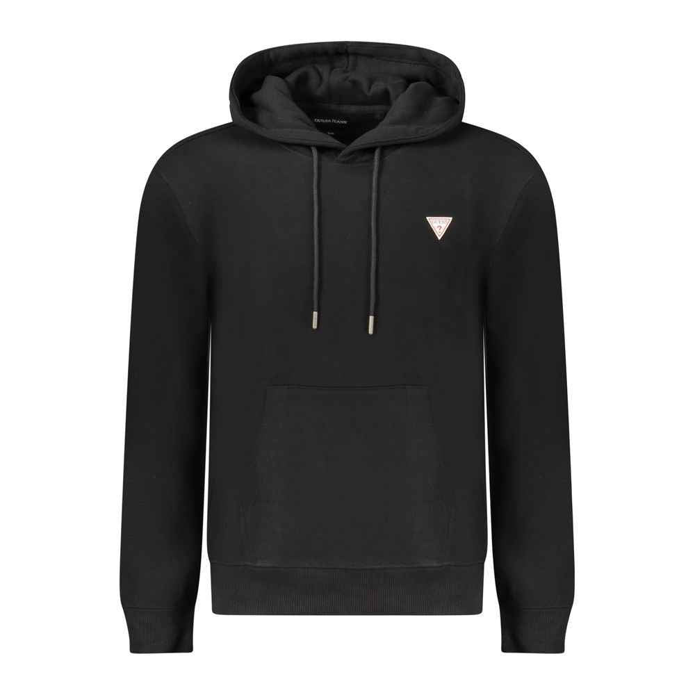 Guess Jeans Organic Cotton Hoodie Black Long Sleeve Slim Fit