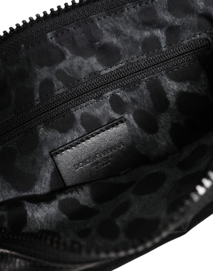 Pochette porte-clés Dolce &amp; Gabbana en nylon noir avec logo