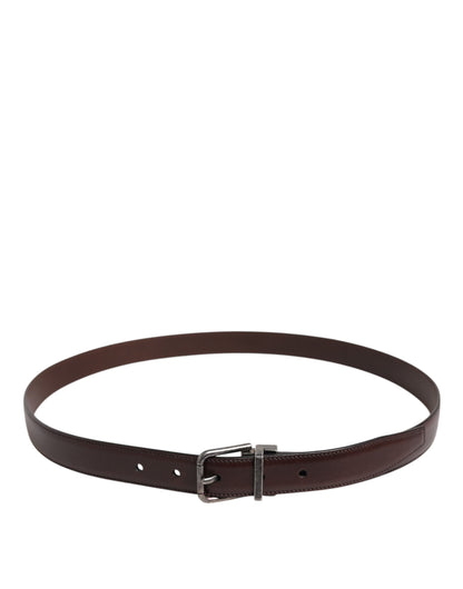 Ceinture classique à boucle logo en métal argenté marron Dolce &amp; Gabbana