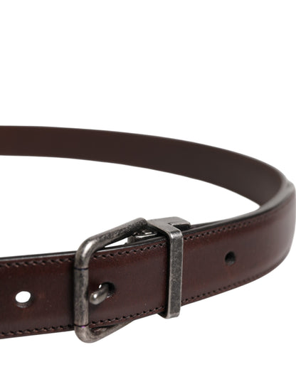 Ceinture classique à boucle logo en métal argenté marron Dolce &amp; Gabbana