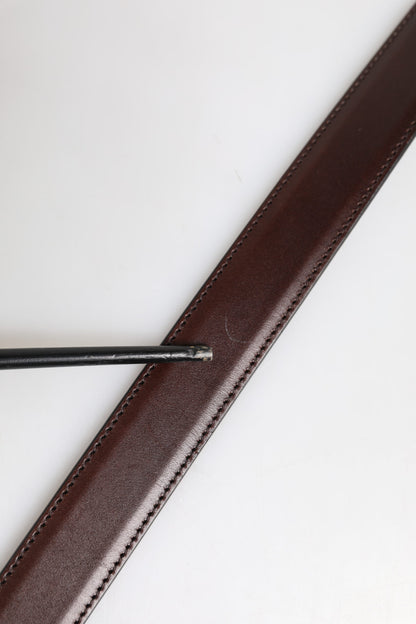 Ceinture classique à boucle logo en métal argenté marron Dolce &amp; Gabbana