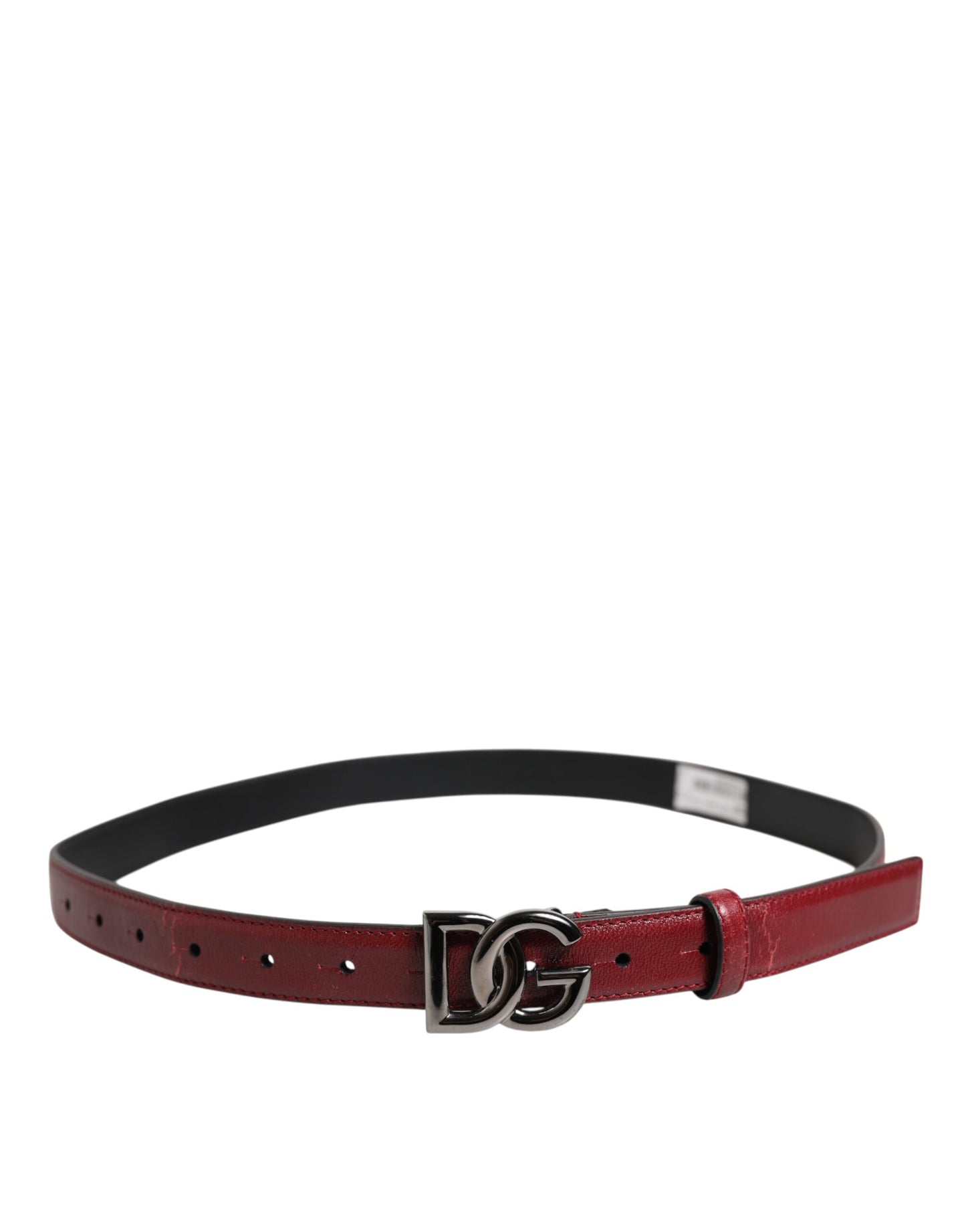 Dolce &amp; Gabbana Red Classic Metal DG Logo Buckle Belt