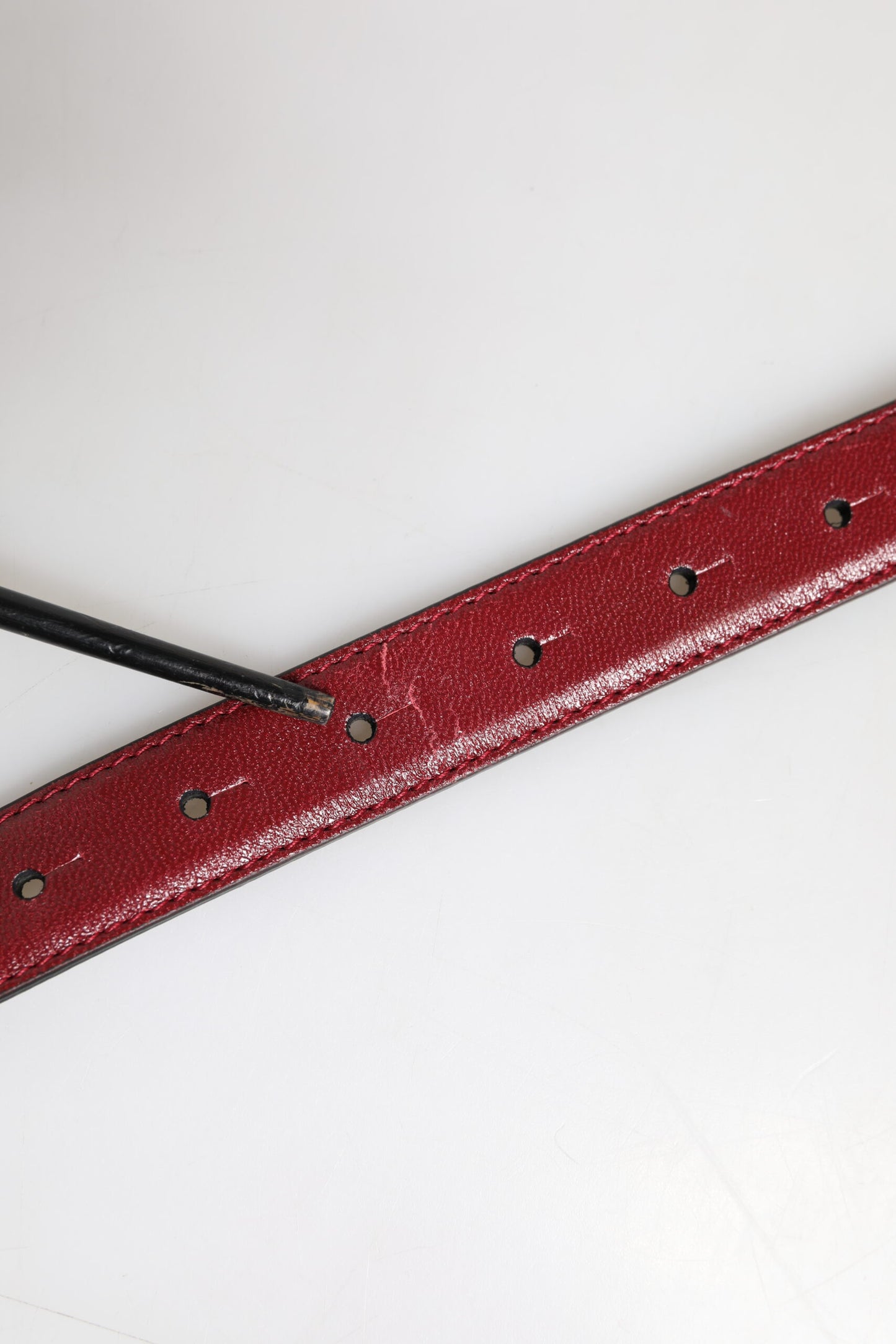 Dolce &amp; Gabbana Red Classic Metal DG Logo Buckle Belt