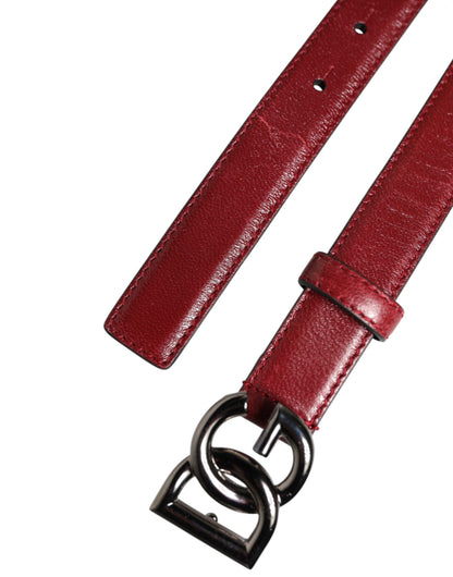 Dolce &amp; Gabbana Red Classic Metal DG Logo Buckle Belt