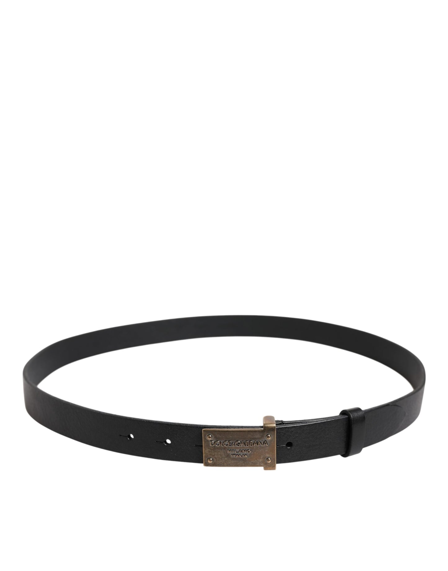Ceinture Dolce &amp; Gabbana en cuir noir classique avec boucle en métal doré