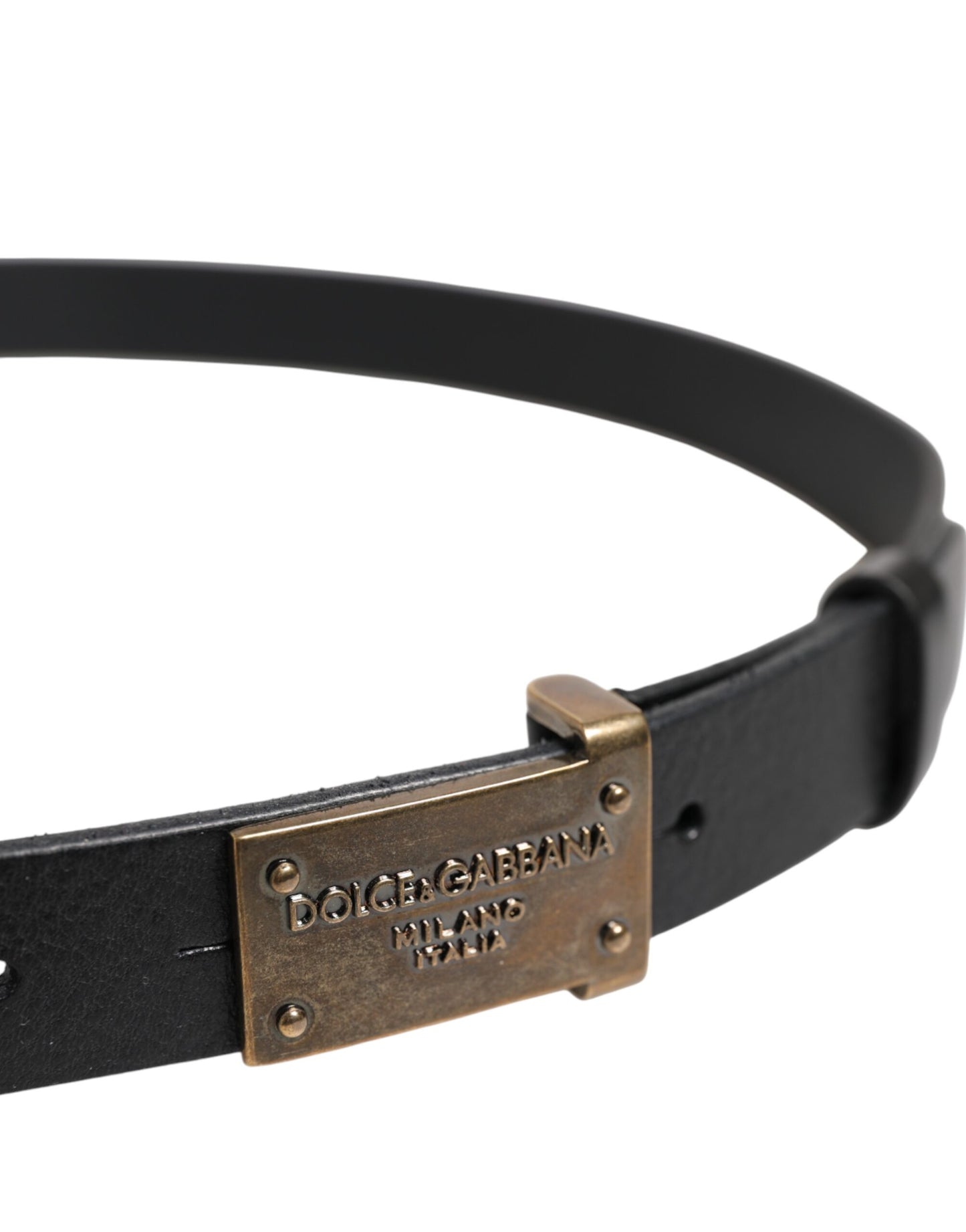 Ceinture Dolce &amp; Gabbana en cuir noir classique avec boucle en métal doré