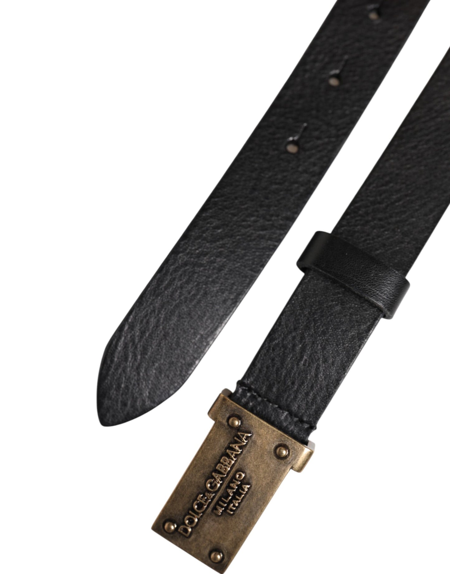 Ceinture Dolce &amp; Gabbana en cuir noir classique avec boucle en métal doré