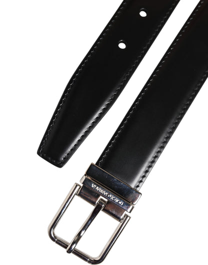 Ceinture classique en cuir noir Dolce &amp; Gabbana avec boucle en métal