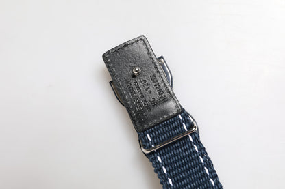 Ceinture Dolce &amp; Gabbana en coton bleu et blanc avec boucle en métal et logo DG