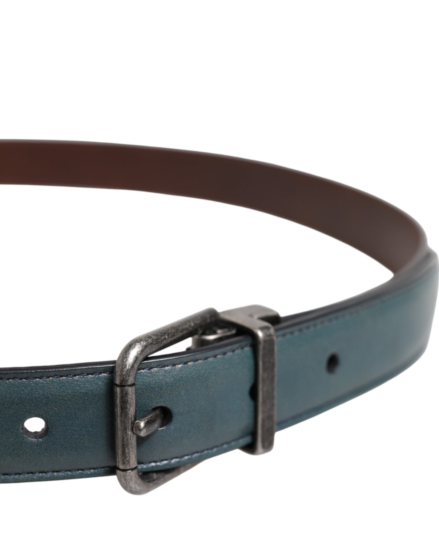 Ceinture classique en cuir vert Dolce &amp; Gabbana avec boucle en métal et logo