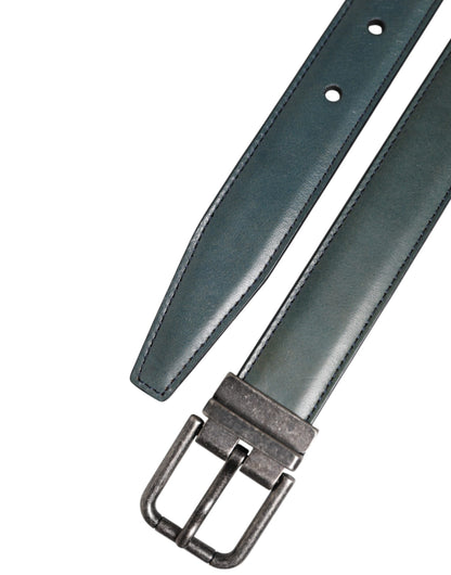 Ceinture classique en cuir vert Dolce &amp; Gabbana avec boucle en métal et logo