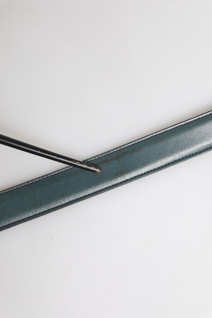 Ceinture classique en cuir vert Dolce &amp; Gabbana avec boucle en métal et logo