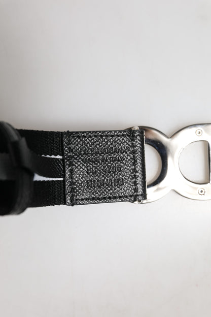 Ceinture Dolce &amp; Gabbana en coton noir avec logo DG et boucle dorée