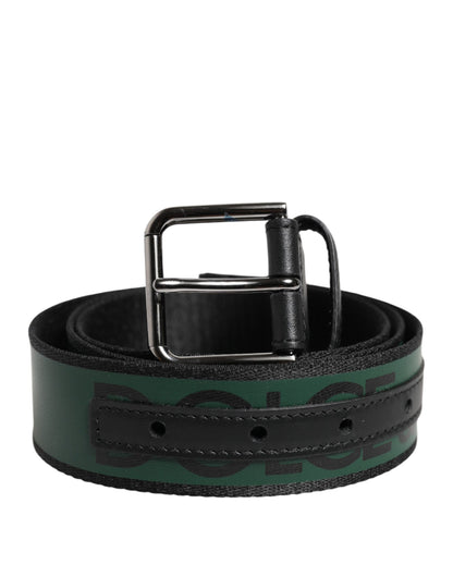 Ceinture à boucle logo DG en polyester vert et noir Dolce &amp; Gabbana