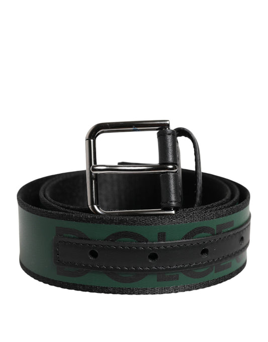 Ceinture à boucle logo DG en polyester vert et noir Dolce &amp; Gabbana