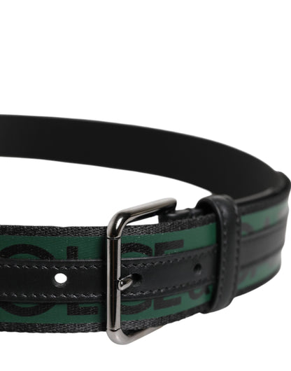 Ceinture à boucle logo DG en polyester vert et noir Dolce &amp; Gabbana