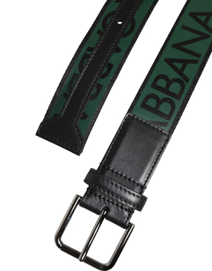 Ceinture à boucle logo DG en polyester vert et noir Dolce &amp; Gabbana