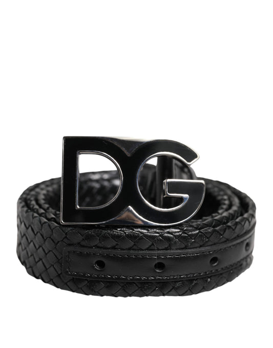 Ceinture classique en cuir noir Dolce &amp; Gabbana avec boucle logo DG