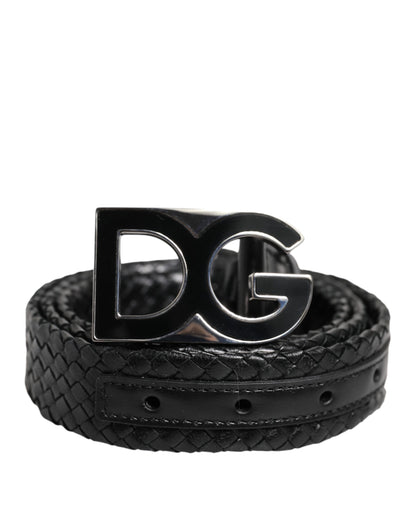 Ceinture classique en cuir noir Dolce &amp; Gabbana avec boucle logo DG