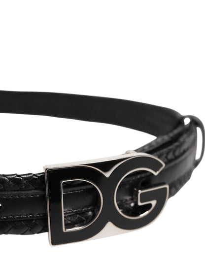 Ceinture classique en cuir noir Dolce &amp; Gabbana avec boucle logo DG