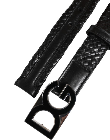 Ceinture classique en cuir noir Dolce &amp; Gabbana avec boucle logo DG