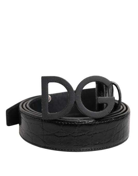 Ceinture classique en cuir noir Dolce &amp; Gabbana avec boucle DG en métal