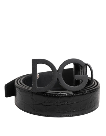 Ceinture classique en cuir noir Dolce &amp; Gabbana avec boucle DG en métal