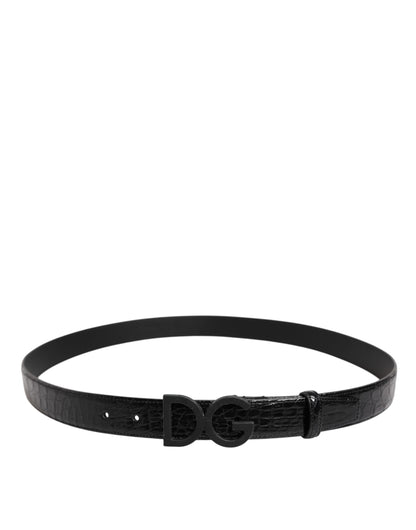 Ceinture classique en cuir noir Dolce &amp; Gabbana avec boucle DG en métal