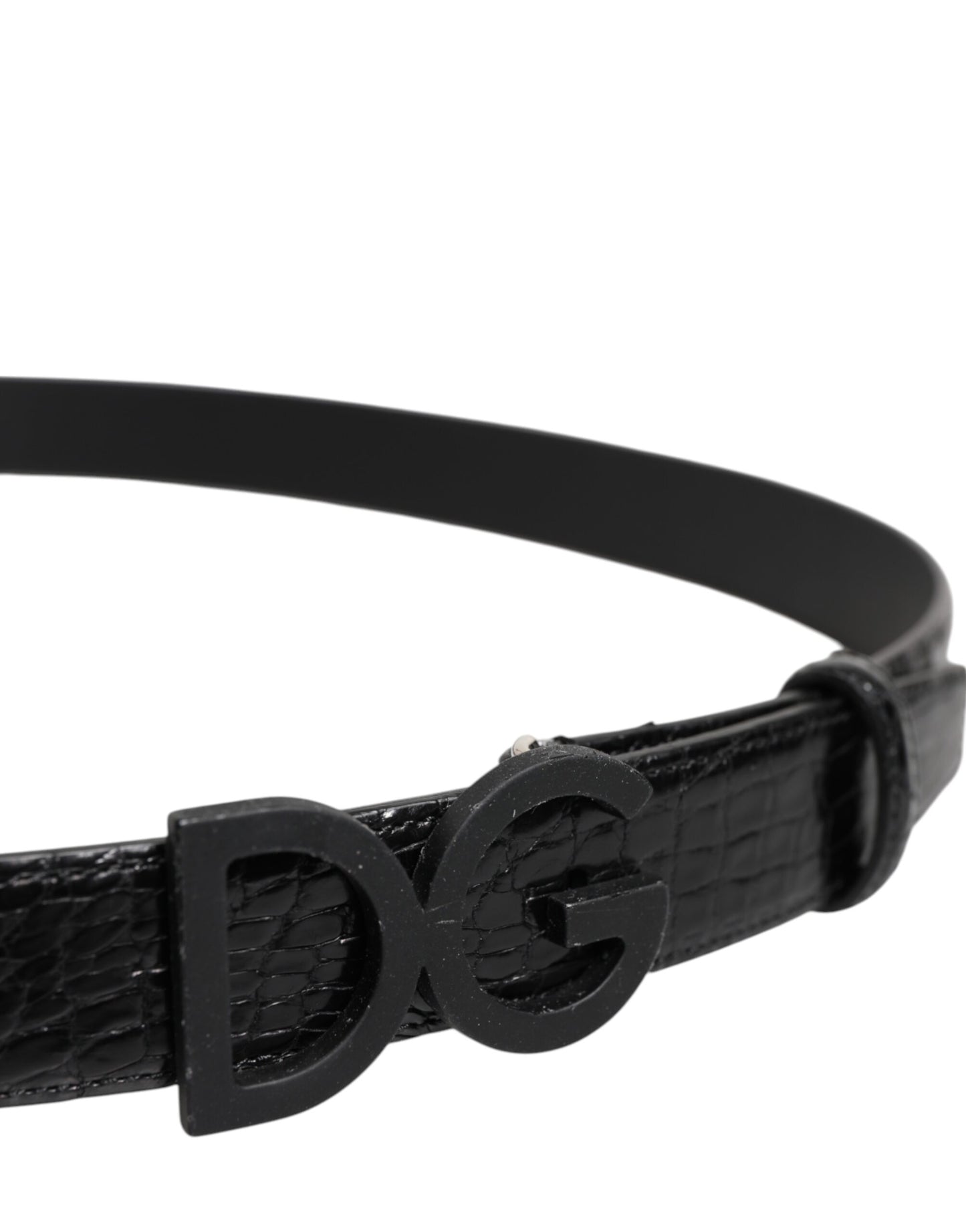 Ceinture classique en cuir noir Dolce &amp; Gabbana avec boucle DG en métal