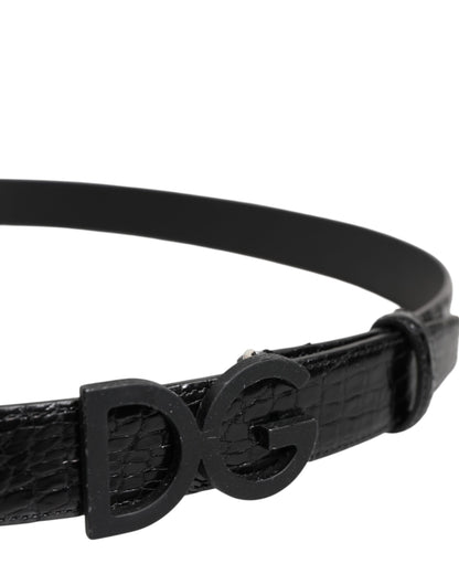 Ceinture classique en cuir noir Dolce &amp; Gabbana avec boucle DG en métal