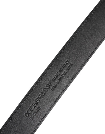 Ceinture classique en cuir noir Dolce &amp; Gabbana avec boucle DG en métal