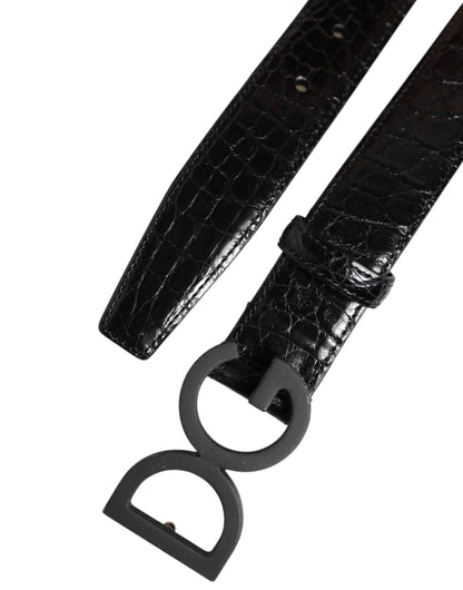 Ceinture classique en cuir noir Dolce &amp; Gabbana avec boucle DG en métal