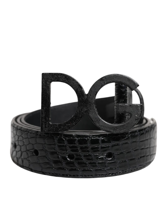 Ceinture classique en cuir noir Dolce &amp; Gabbana avec boucle DG en métal