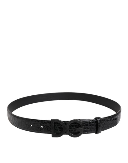 Ceinture classique en cuir noir Dolce &amp; Gabbana avec boucle DG en métal