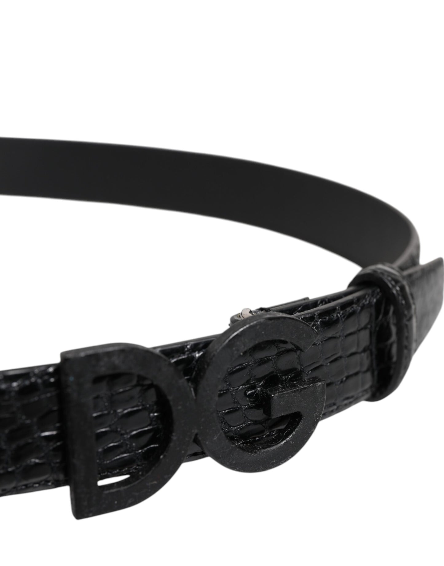 Ceinture classique en cuir noir Dolce &amp; Gabbana avec boucle DG en métal